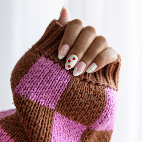 Sweet Strawberry Heart Nails